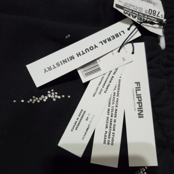 NWT BLACK LIBERAL YOUTH MINISTRY DREAM BABY CRYSTAL RAIN DISTRESSED SWEATPANTS - Picture 9 of 12